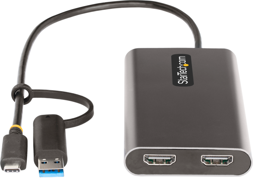 Adapter USB-A+C/m - 2x HDMI/f