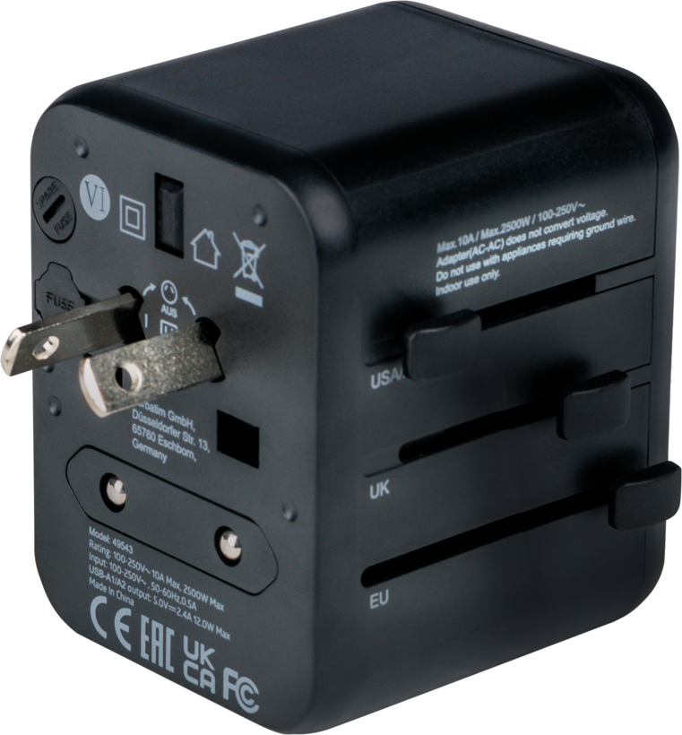 Adaptador viaje Verbatim World + 2x USB