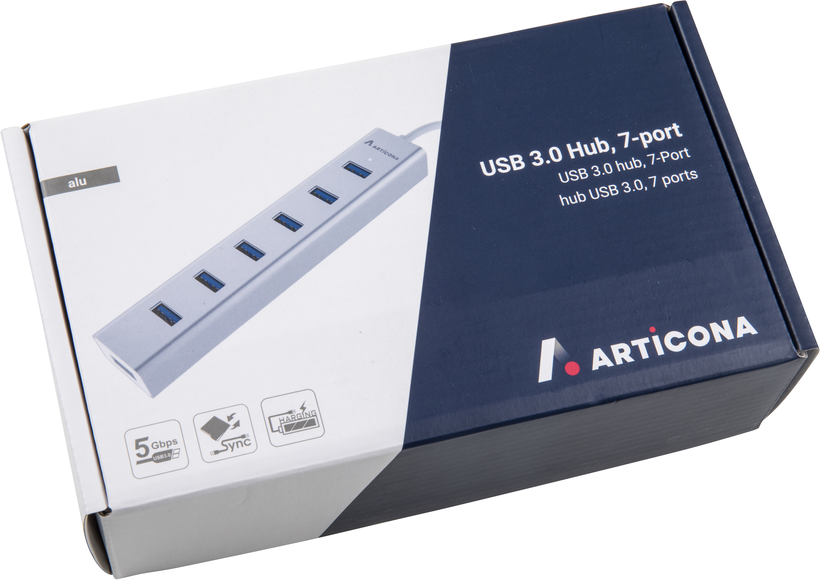 ARTICONA USB Hub 3.0 7-Port alu/weiß