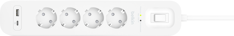 Power Strip 4x Surge Protect +2xUSB 2m