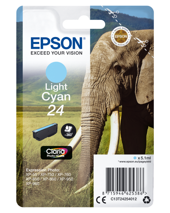 Tinteiro Epson 24 Claria ciano-claro