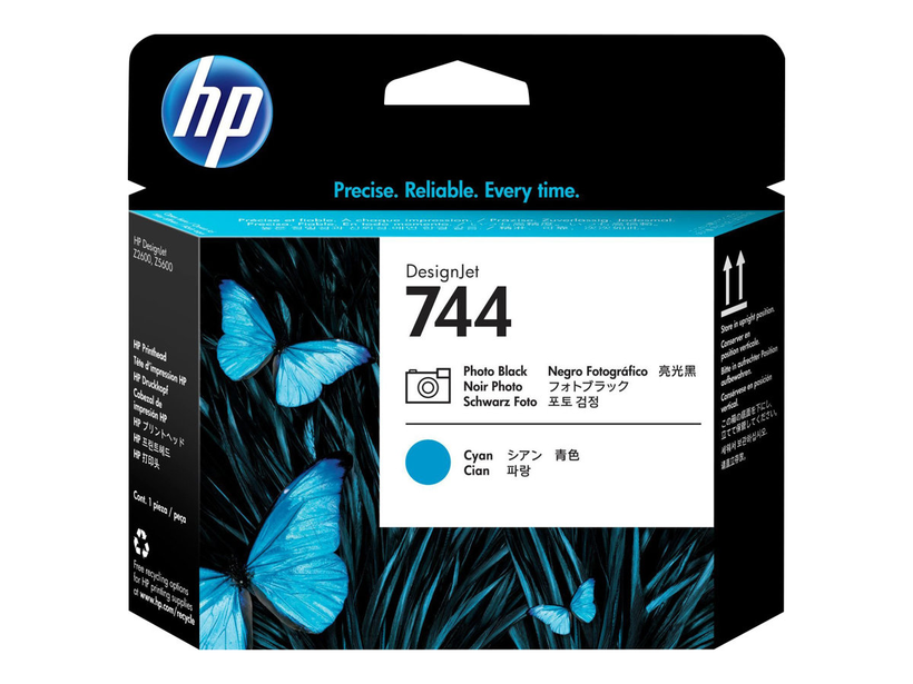 HP 744 Print Head Photo Black + Cyan