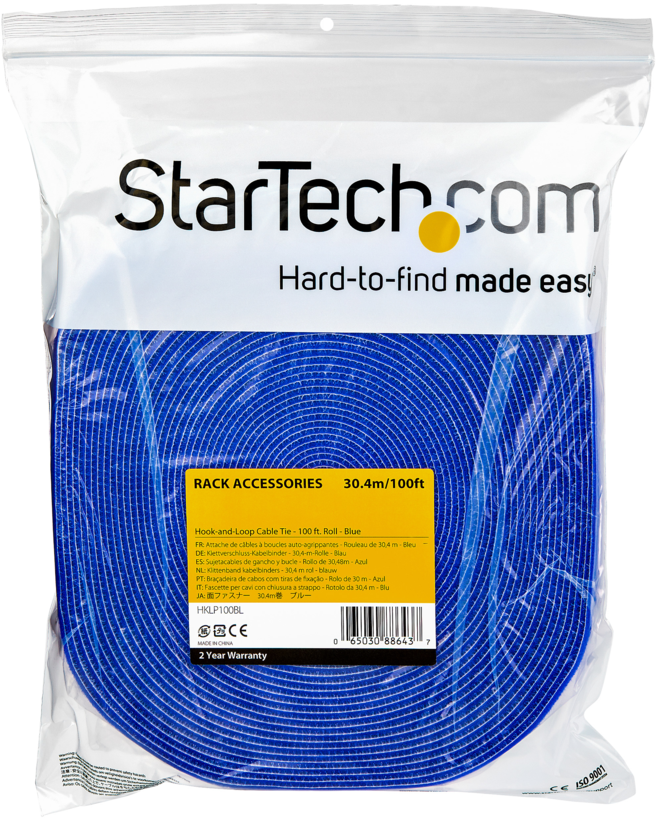 Hook-and-Loop Cable Tie Roll 15m Blue 2x