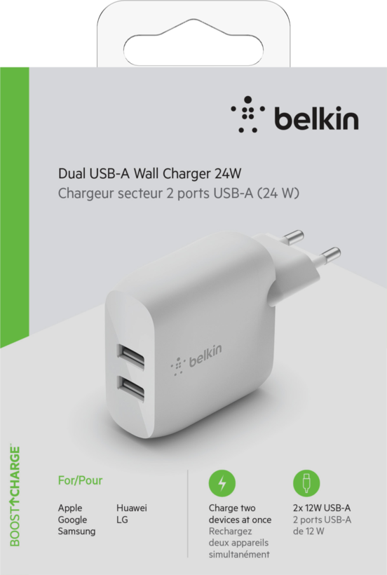 Belkin 24W Dual USB-A Wall Charger