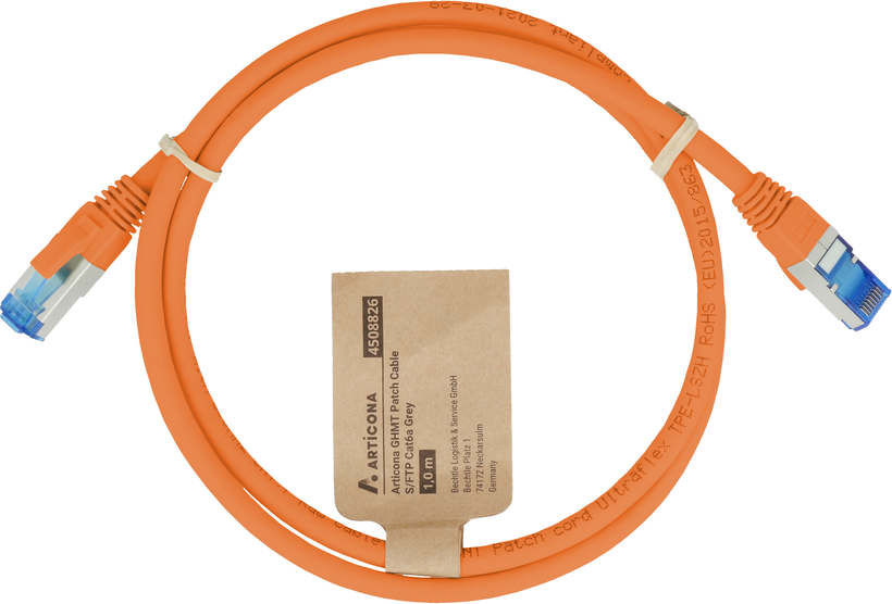 Patch Cable RJ45 S/FTP Cat6a 0.5m Orange