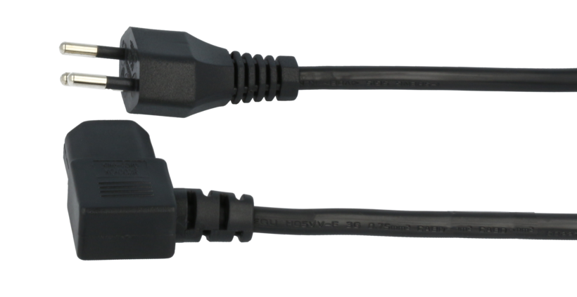 Power Cable T12/m - C13/f 90° 2m