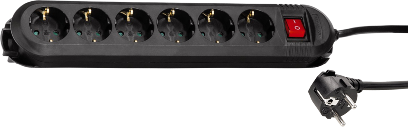 Power Strip 6-plug 2m Switch black