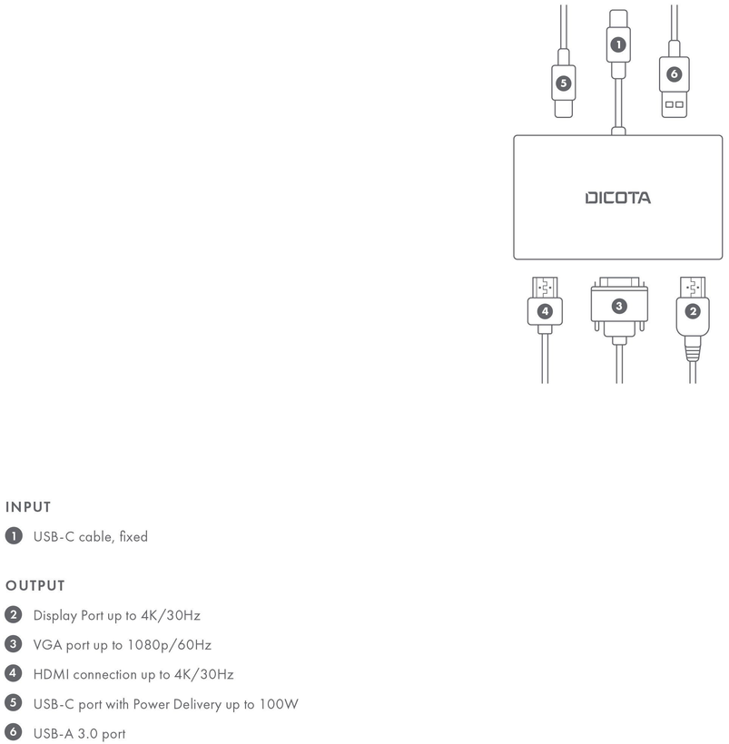 DICOTA USB-C Tragbare 5-in-1 Docking