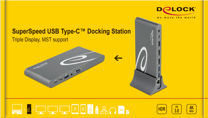 Delock USB-C 3.0 - 2xDP+HDMI Docking