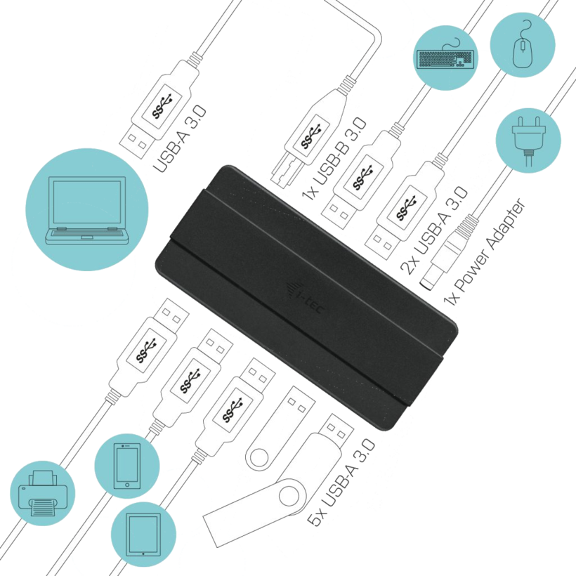 i-tec Charging USB Hub 3.0 7-port