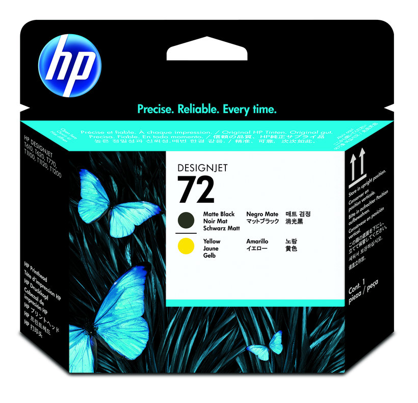 HP 72 Print Head Matte Black + Yellow