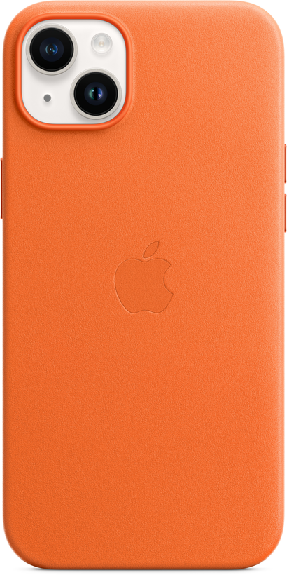 Funda piel Apple iPhone 14 Plus naranja
