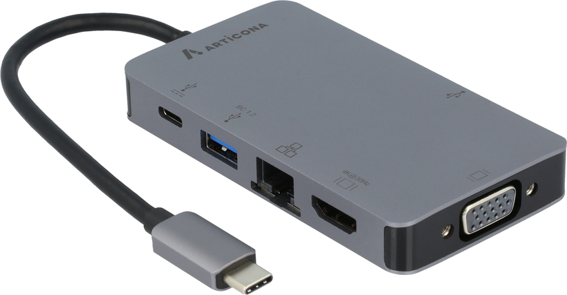 Adaptateur USB-C vers HDMI, VGA, et USB3.1 Noir 
