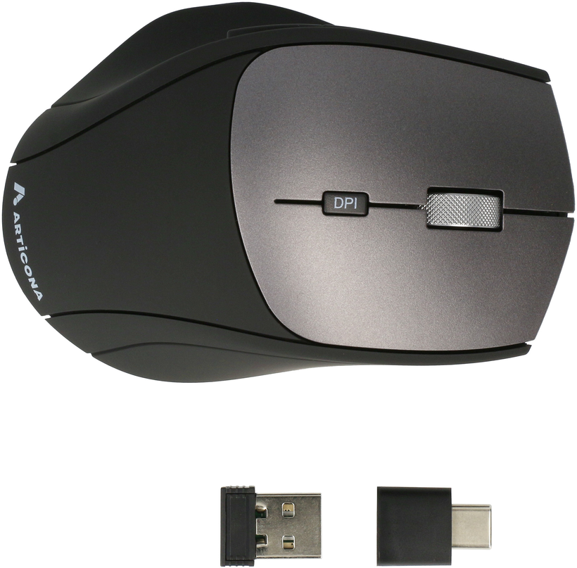 Port Connect Ratón inalámbrico Bluetooth recargable USB-A / USB-C 2,4 Ghz  Negro - Port Connect