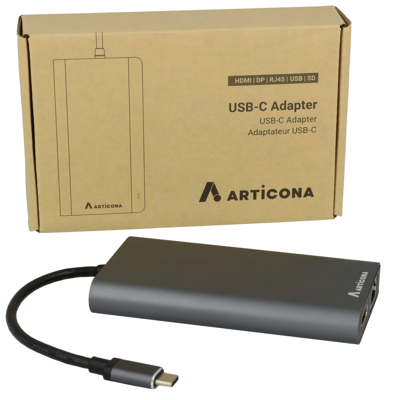 Adaptador USB C - HDMI/DP/RJ45/USB/SD