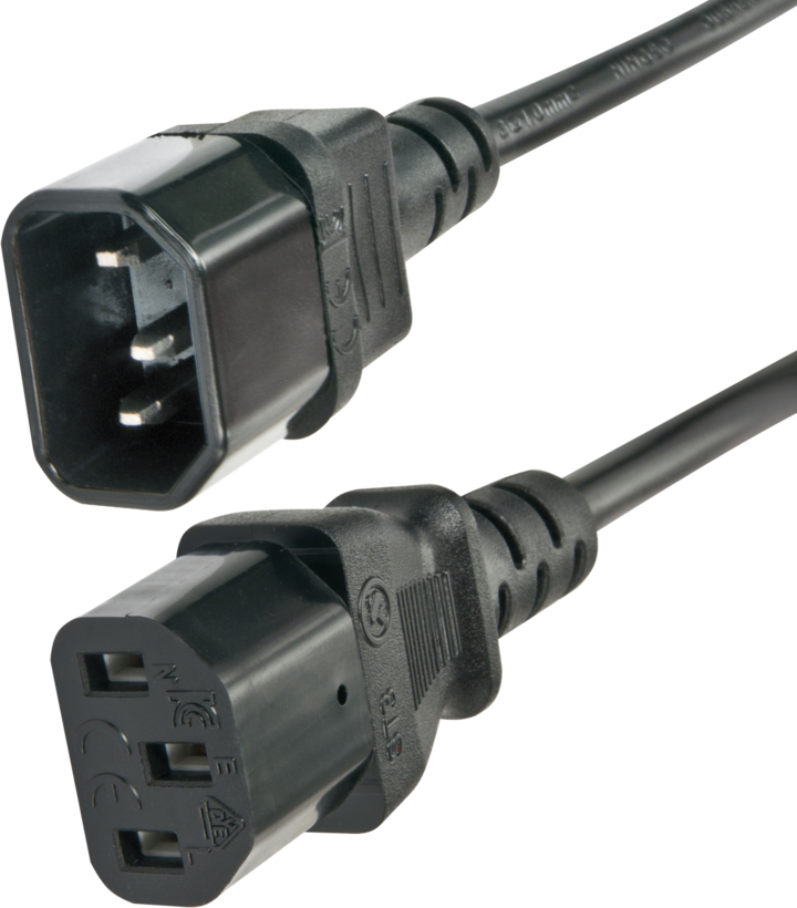 Power Cable C13/f - C14/m 2m Black