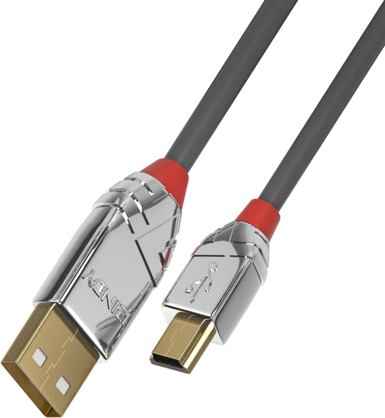 Câble USB 2.0 Type A Vers Mini-B LINDY 0,2 M - Noir, Blindé, Contacts Dorés Pour Transfert 480 Mbps - 12