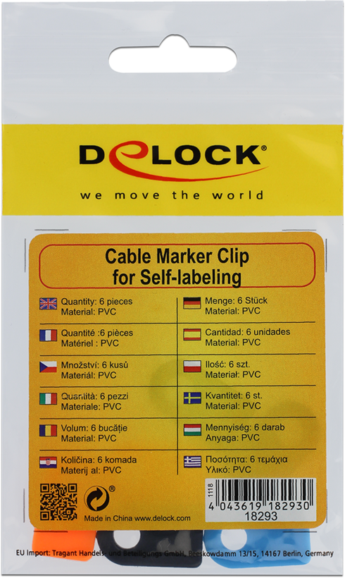 Cable Marker Clips Multi-coloured 6-pack