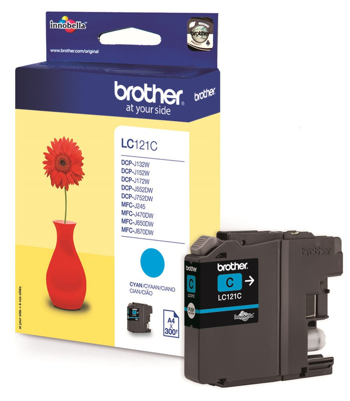 Inkoust Brother LC-121C, azurový