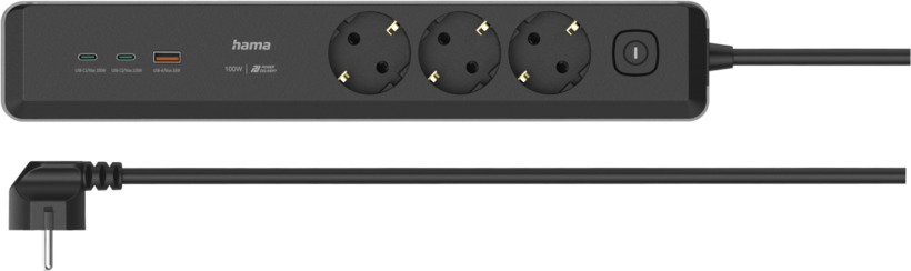 Power Strip 3-way + 3x USB 1.4m