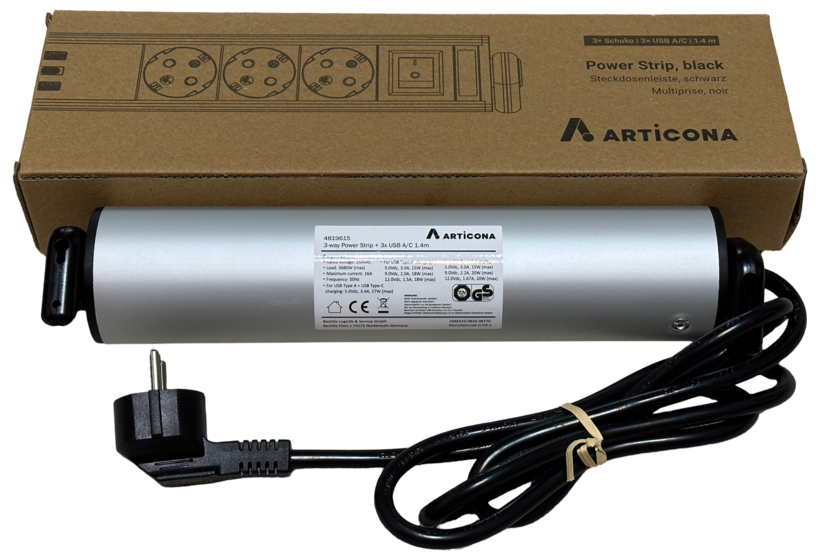 Regleta 3 ranuras + 3x USB A/C 1,4m