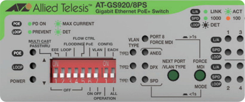 Switch PoE Allied Telesis AT-GS920/8PS