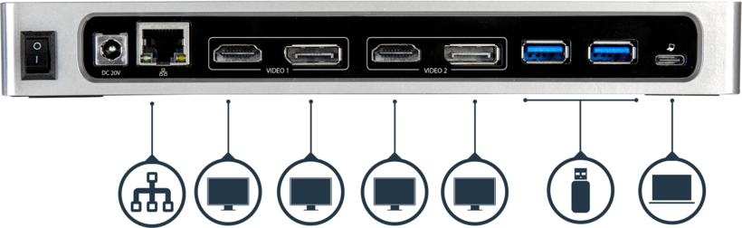 Adapter USB-C - HDMI/DP/RJ45/USB/Audio