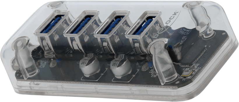 Hub USB 3.0 4 porte Delock, trasparente