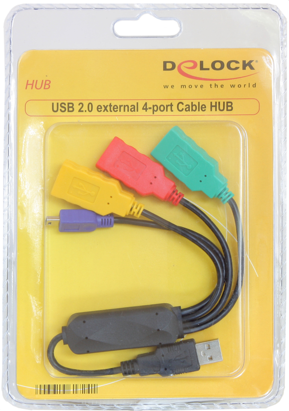 Cavo hub USB 2.0 4 porte nero/colori