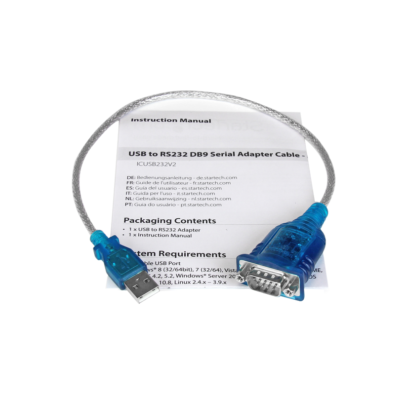 Adaptateur DB9 m. (RS232)-USB A m. 0,4 m