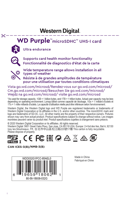WD Purple SC QD101 32 GB microSDHC
