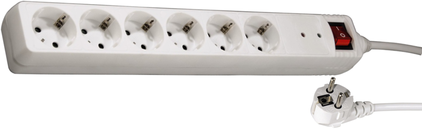 6-socket Voltage Prot. 1.4m Switch White