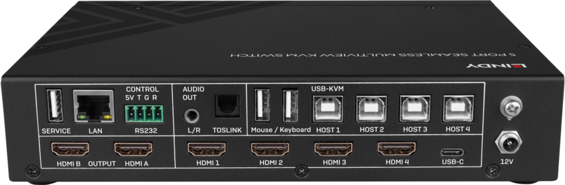 LINDY KVM Switch HDMI/Type-C 5-port