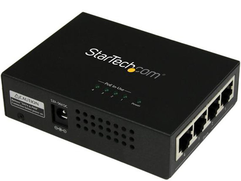 StarTech 4-Port Gigabit PoE+ Injector