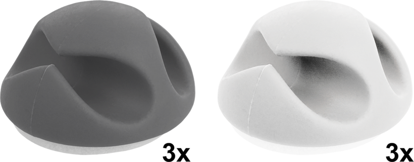 Gestion câble gris/blanc, x6