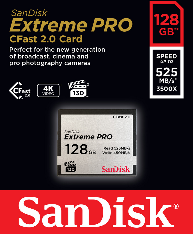 SanDisk Extreme PRO CFast kártya 128 GB