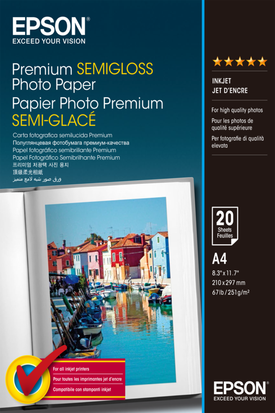Papier photo Epson Premium semi-glacé A4