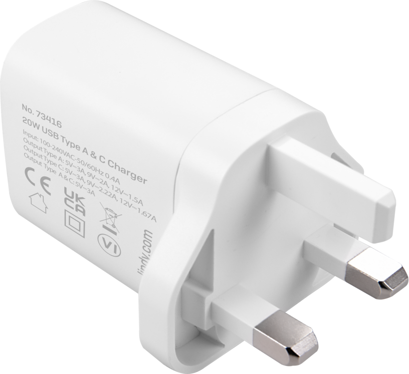 LINDY USB-C/USB-A Charger 20W