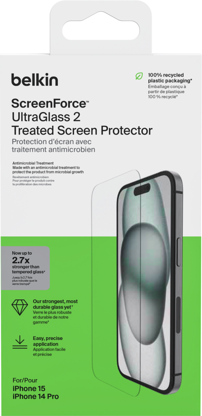 Belkin iPhone 14 Pro/15 Schutzglas