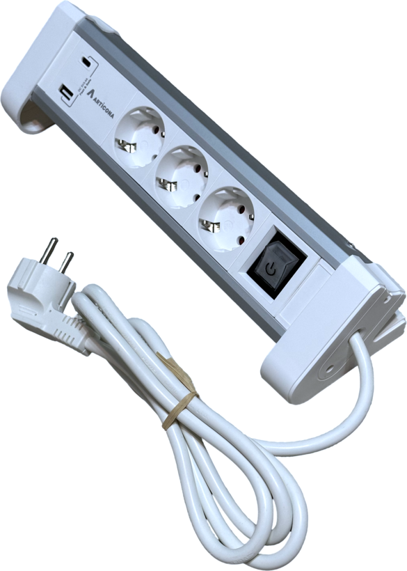 Hálózati elosztó 3-as + 2x USB A/C 1,4m