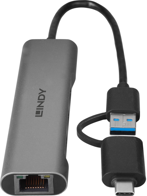Hub USB 3.0 LINDY 3 ports + GbEthernet