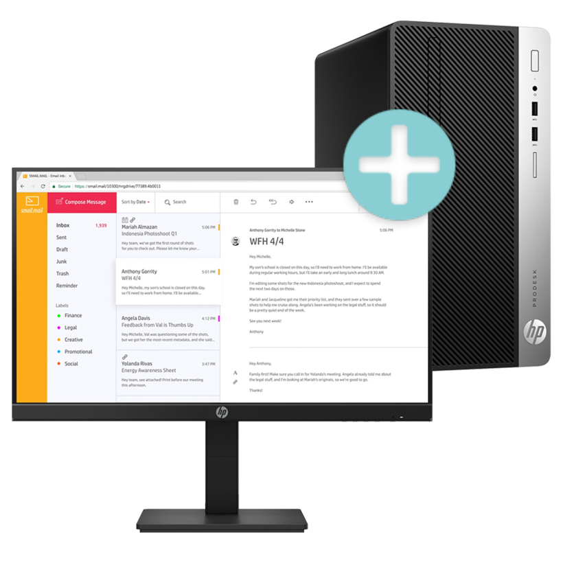 Buy HP ProDesk 400 G6 MT PC + P24h Monitor (7EM16EAUUG/BDL_7VH44AA)