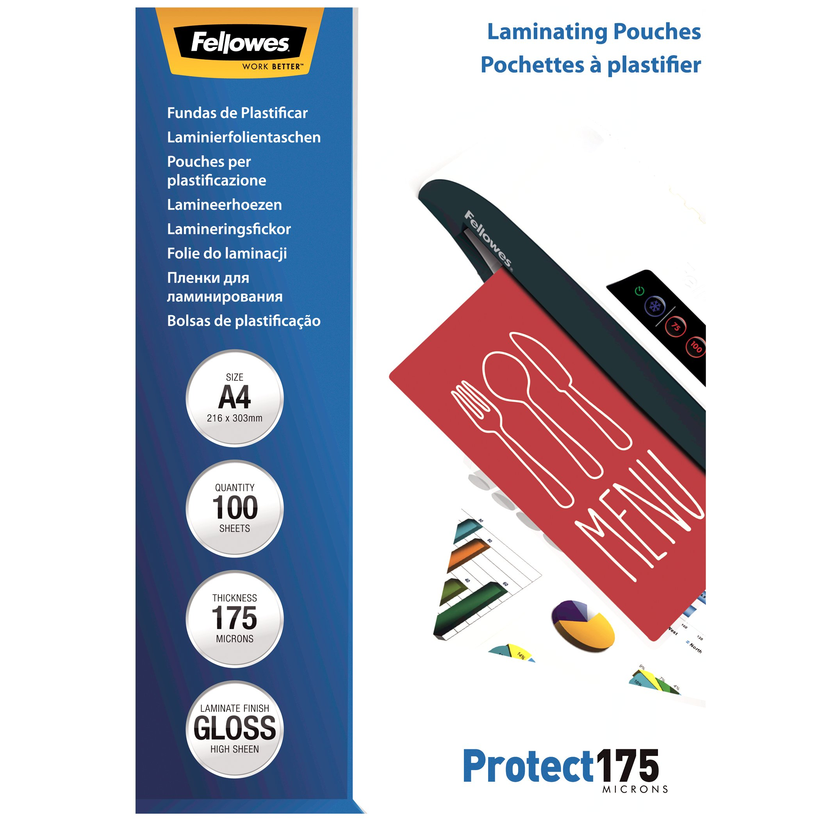 Fellowes A4 175µ Laminating Pouches x100