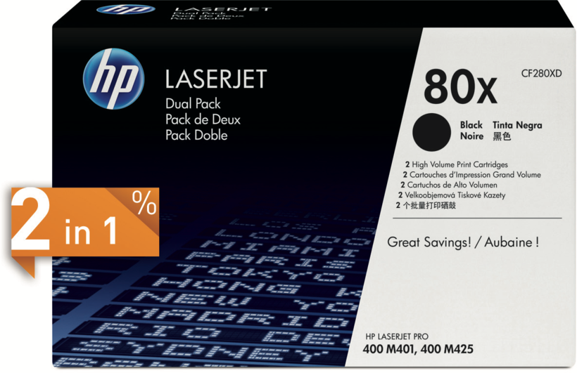 HP 80X Toner Black 2-pack