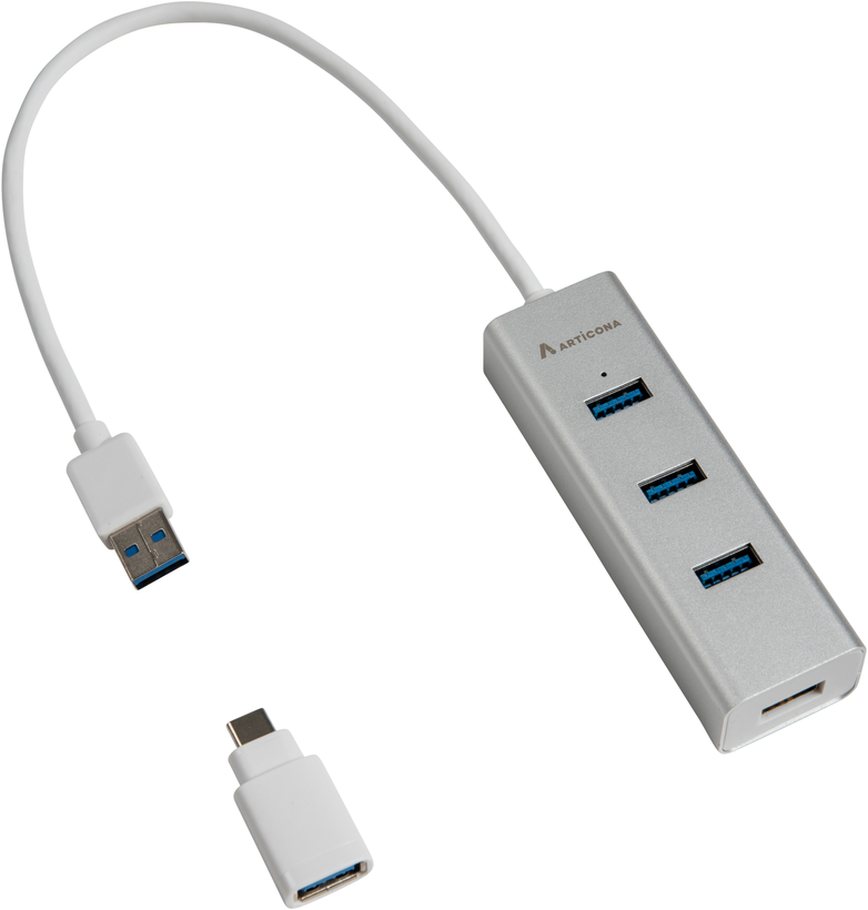 ARTICONA USB Hub 3.0 4-Port alu/weiß
