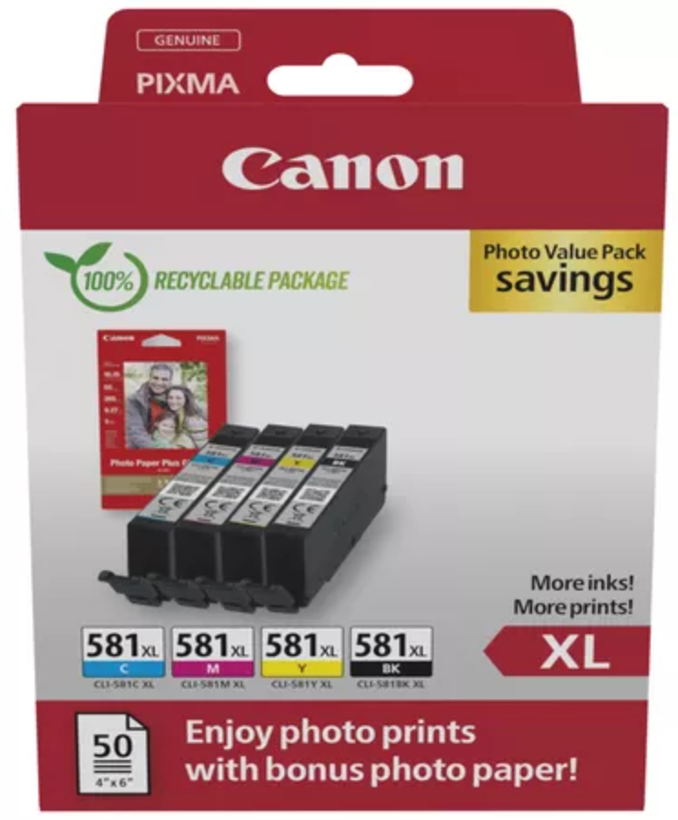 Canon CLI-581XL C/M/Y/BK + carta foto