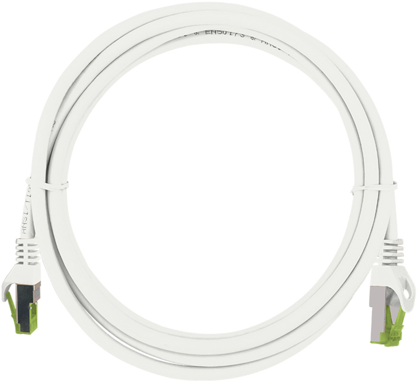 Câble patch RJ45 S/FTP Cat6a 15 m blanc