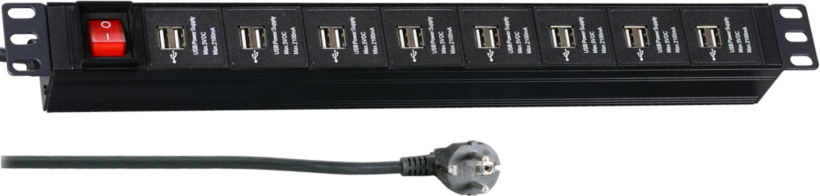 Power Strip 16x USB 3m Black