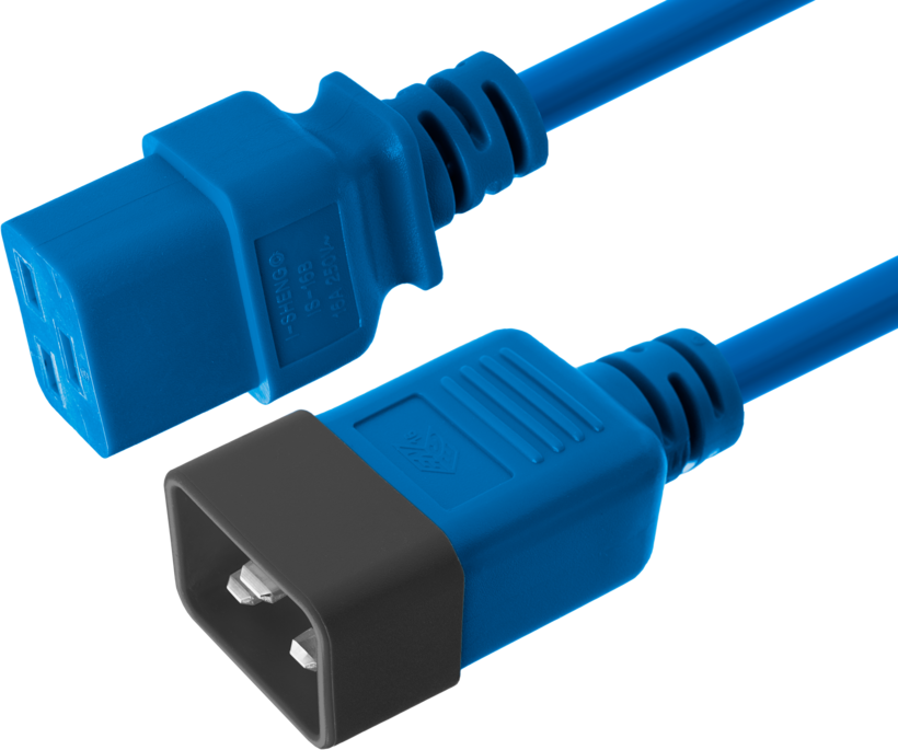 Cable alimentación C20m - C19h, 1m, azul
