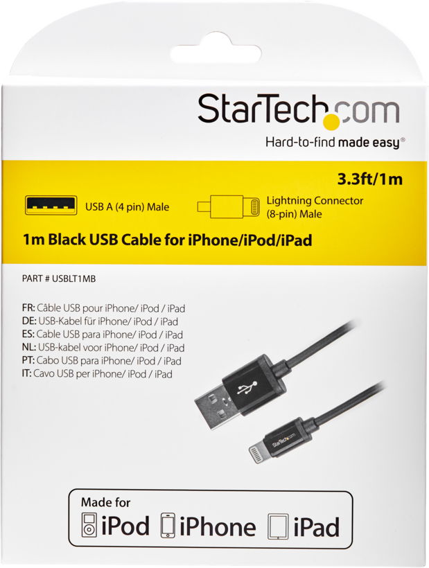 Cable USB 2.0 A/m-Lightning/m 1m